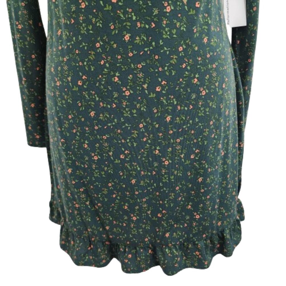 Reformation Anjeline Green Floral LS Bodycon Mini Dress - Picture 6 of 10